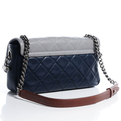 Chanel Iridescent Calfskin Tri-Color Country Chic Flap Navy Blue 3 of 8