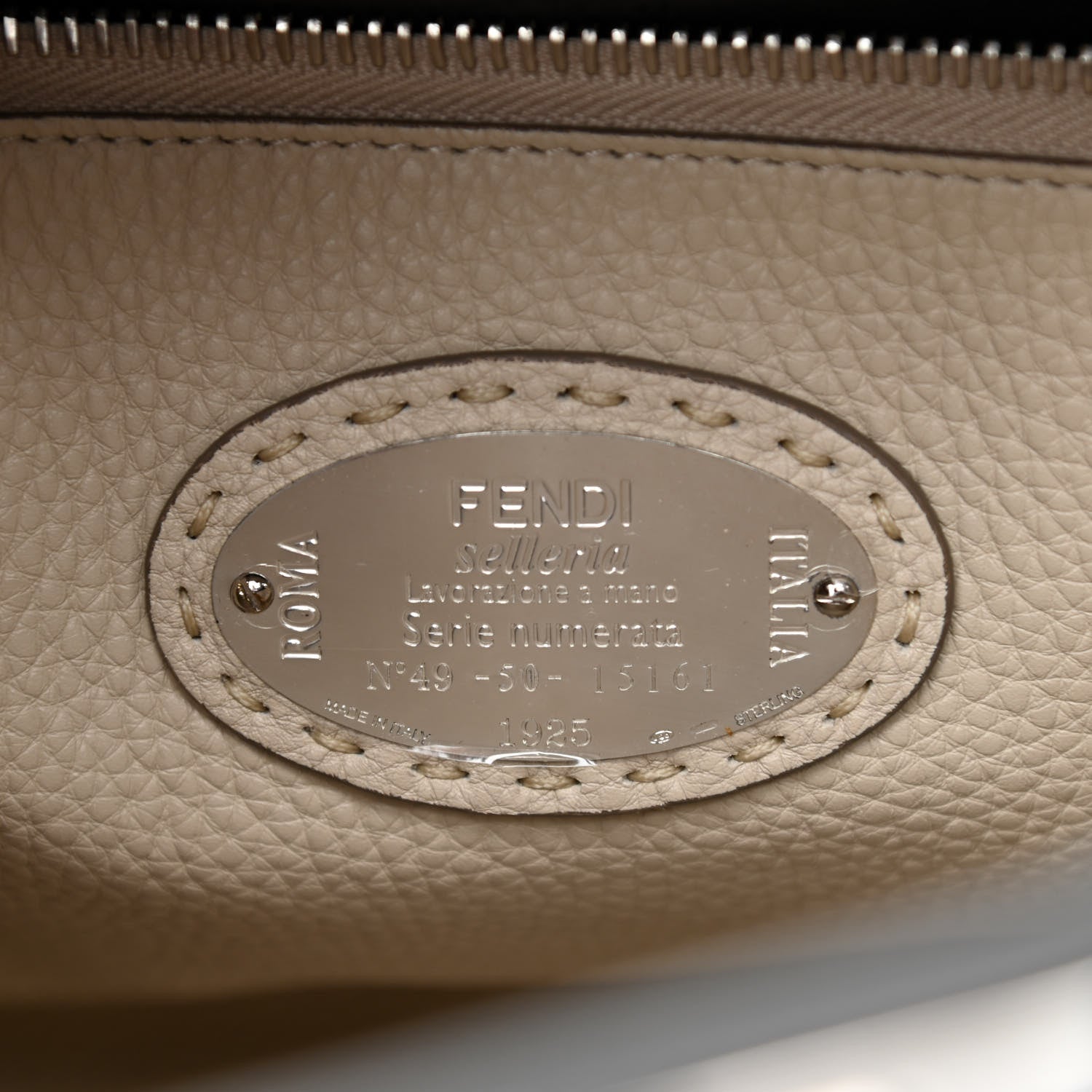 Fendi Cuoio Romano Selleria Bi-Color Large Peekaboo Iconic Satchel Asfalto Latte 6 of 8