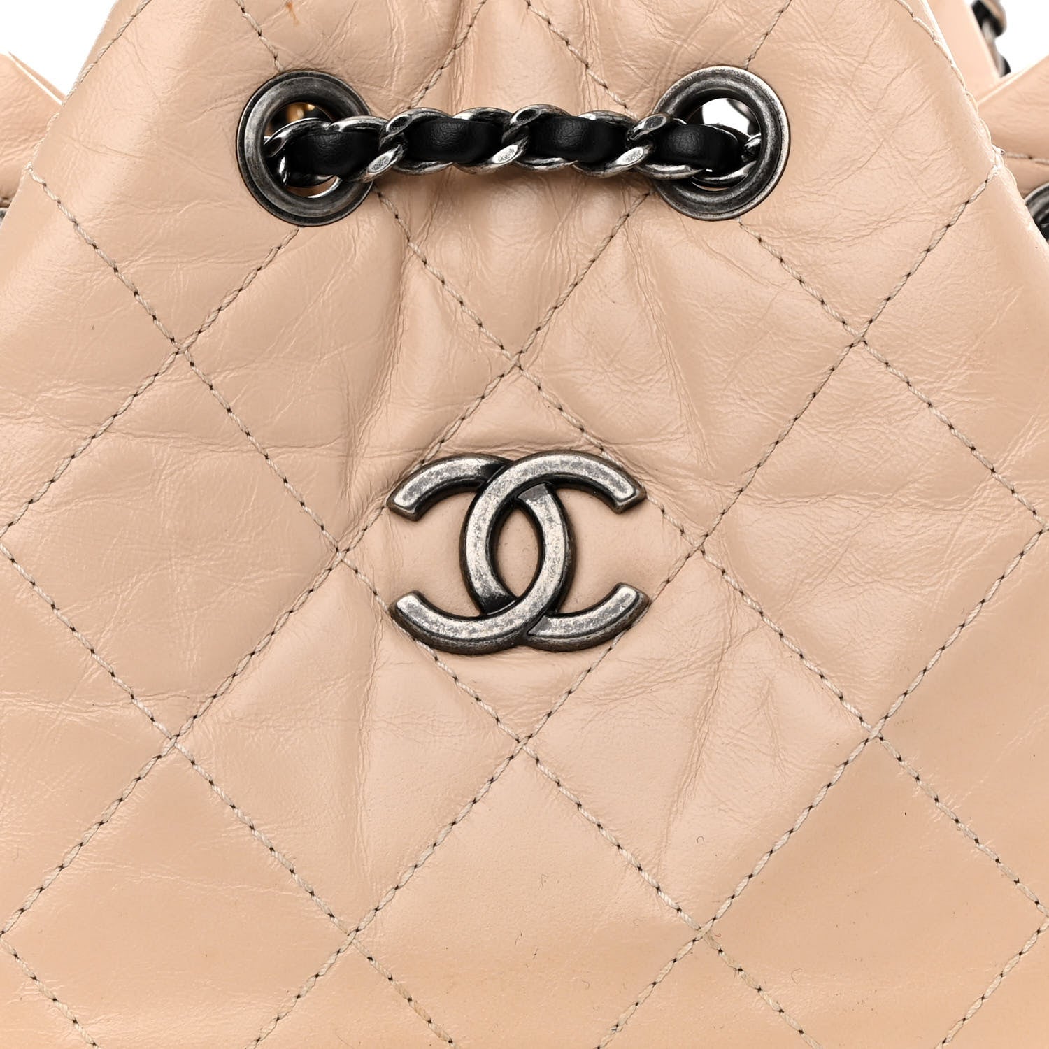 Chanel Aged Calfskin Quilted Small Gabrielle Backpack Beige Black 8 of 14