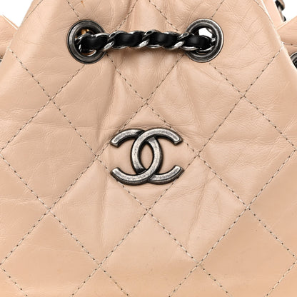 Chanel Aged Calfskin Quilted Small Gabrielle Backpack Beige Black 8 of 14