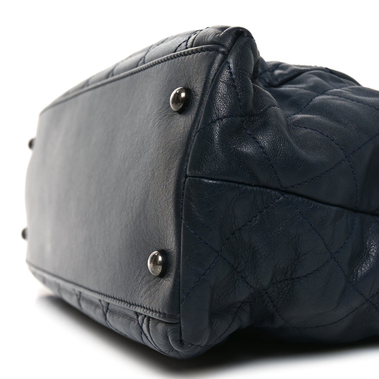 Calfskin Quilted Large Coco Pleats Tote Navy