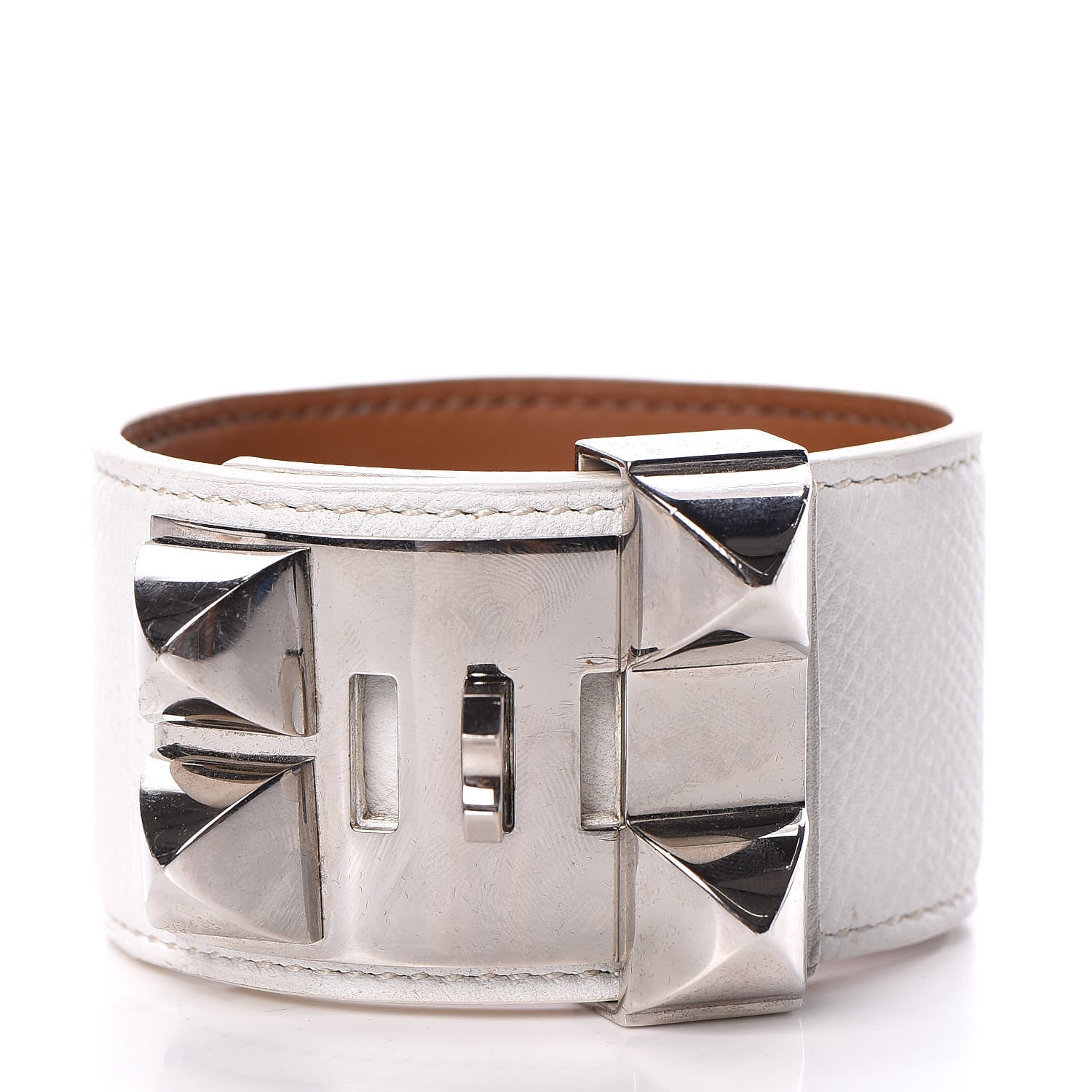 Hermes Epsom Collier de Chien CDC Bracelet L White 3 of 6