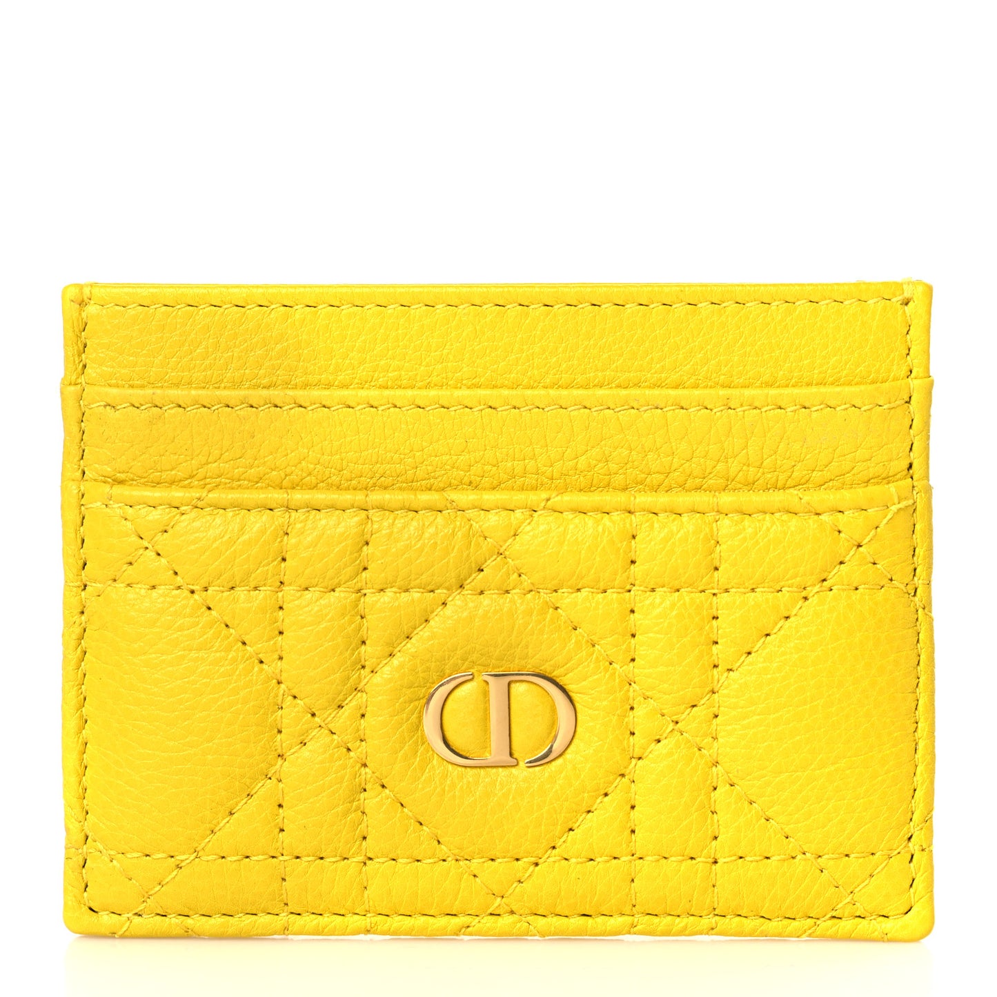 Supple Calfskin Cannage Caro Five-Slot Card Holder Yellow