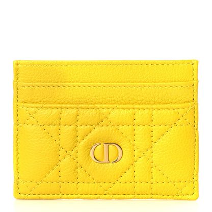 Christian Dior Supple Calfskin Cannage Caro Five-Slot Card Holder Yellow 1 of 8