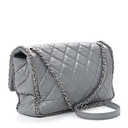 Chanel Crumpled Calfskin Large Chain All Over Flap Grey 3 of 11