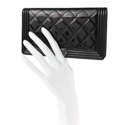 Chanel Patent Calfskin Quilted Boy Yen Wallet Black 2 of 7