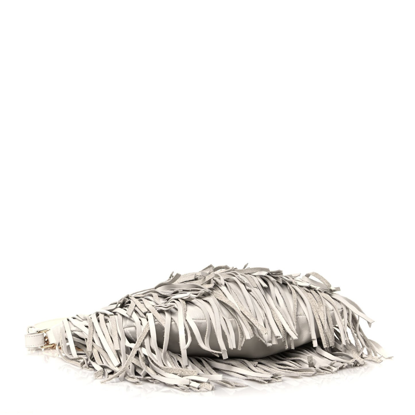Calfskin Small Emmanuelle Fringe Hobo Bag White