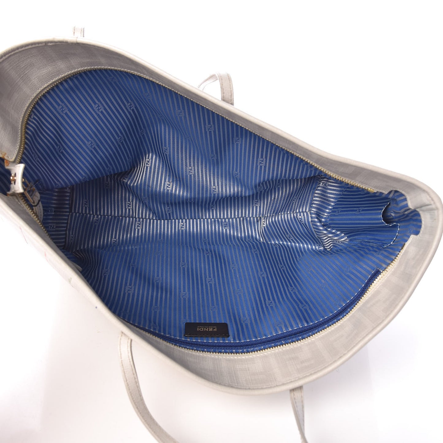 Zucca Spalmati Striped Medium Roll Tote White Multicolor