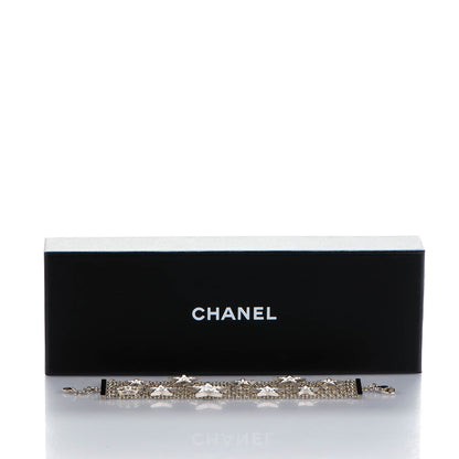 Chanel Crystal Star CC Multi Strand Bracelet Silver 5 of 5