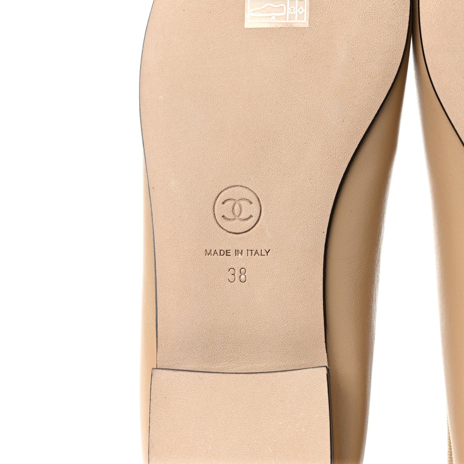 Chanel Lambskin Cap Toe CC Ballerina Flats 38 Beige Black 6 of 8