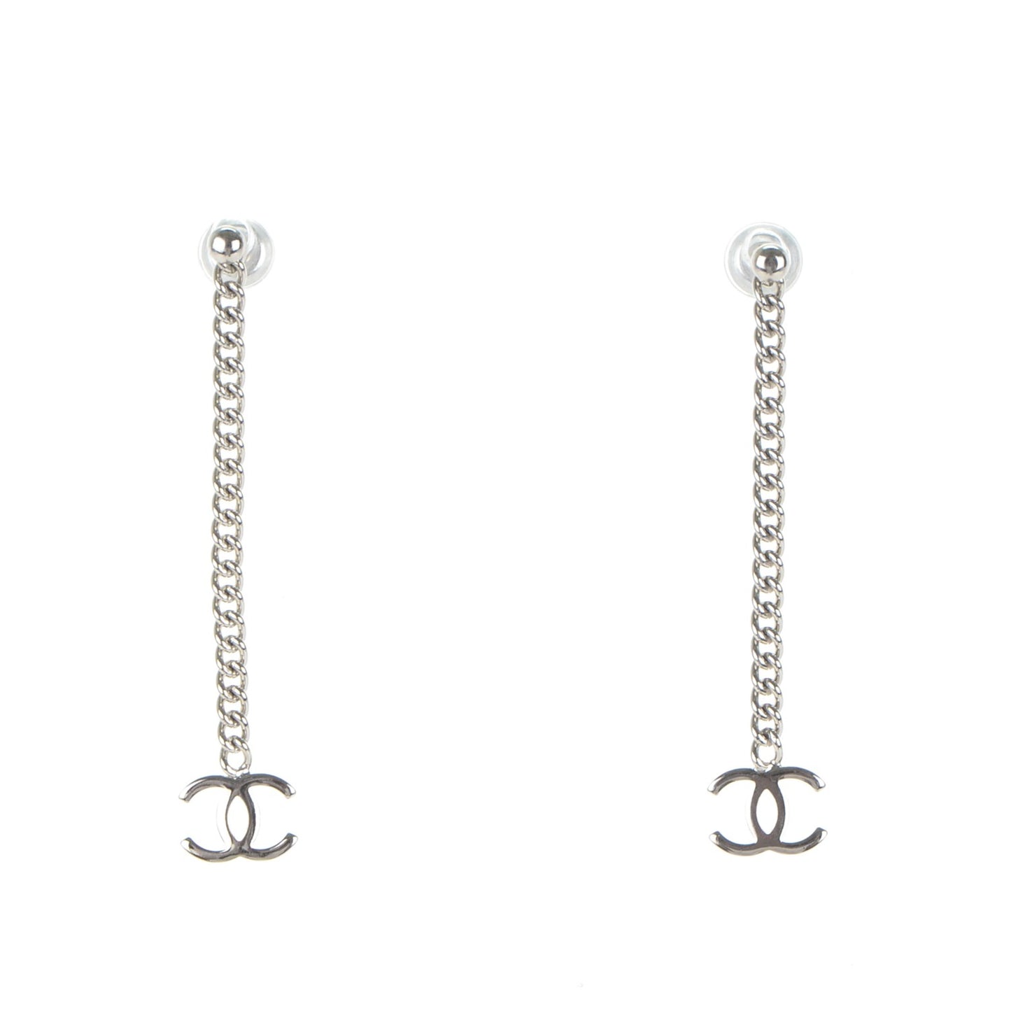 CC Long Drop Earrings Silver