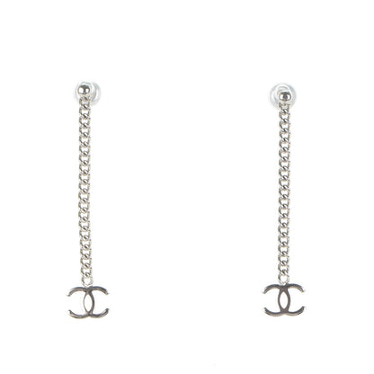 Chanel CC Long Drop Earrings Silver 1 of 3