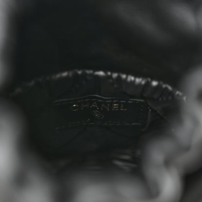 Chanel Lambskin Quilted Mini Bucket Bag With Chain Black 6 of 11