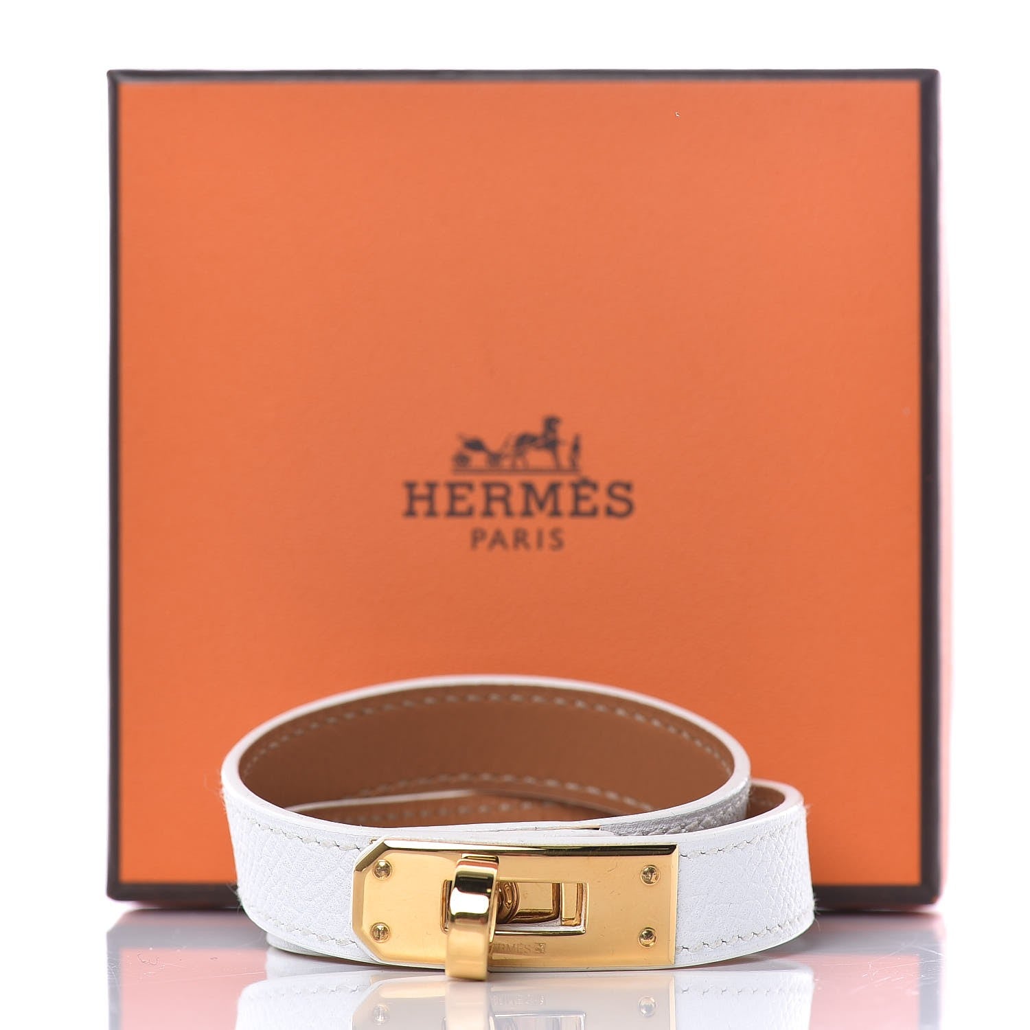 Hermes Epsom Kelly Double Tour Bracelet S White 7 of 7