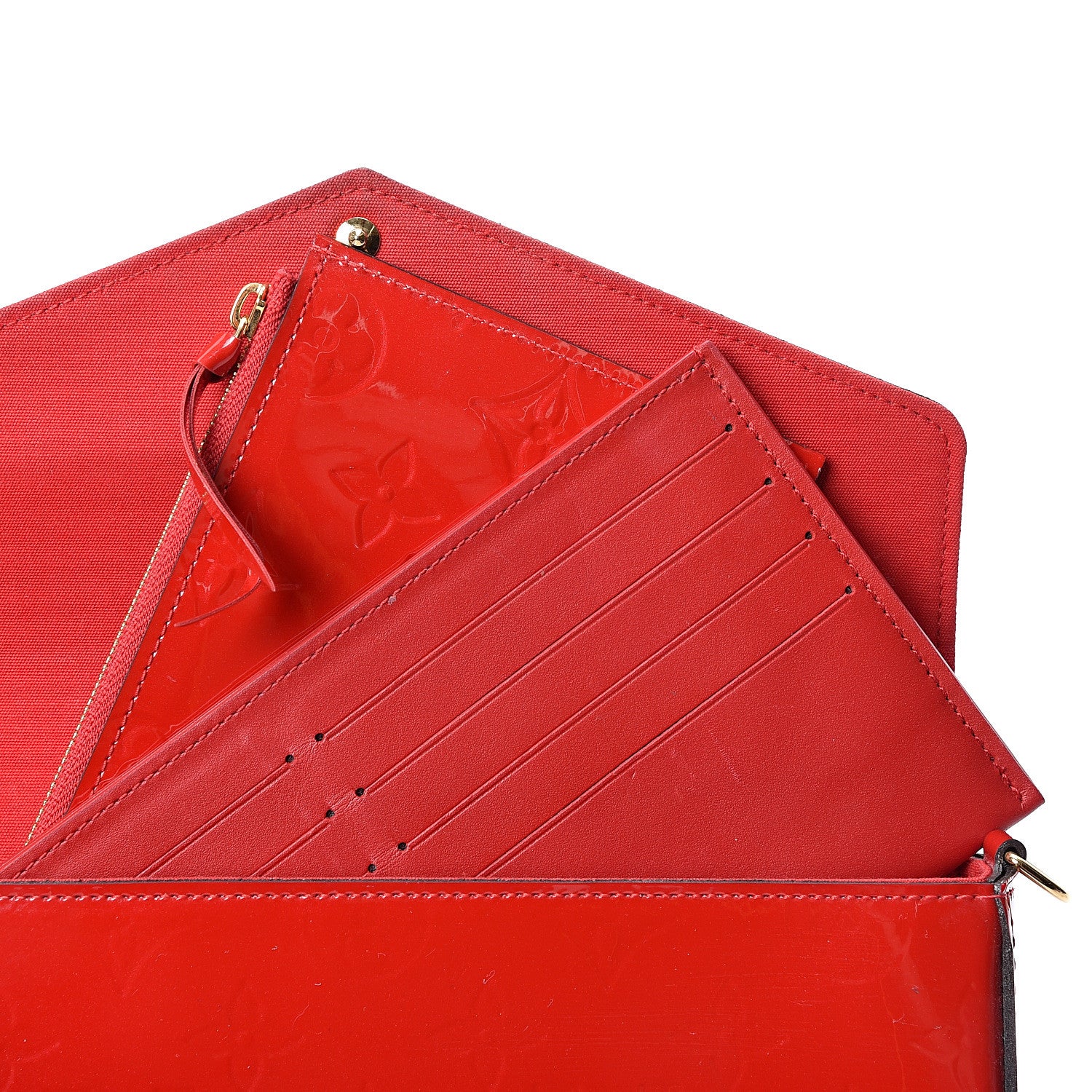 Louis Vuitton Vernis Felicie Pochette Chain Wallet Cherry 9 of 11