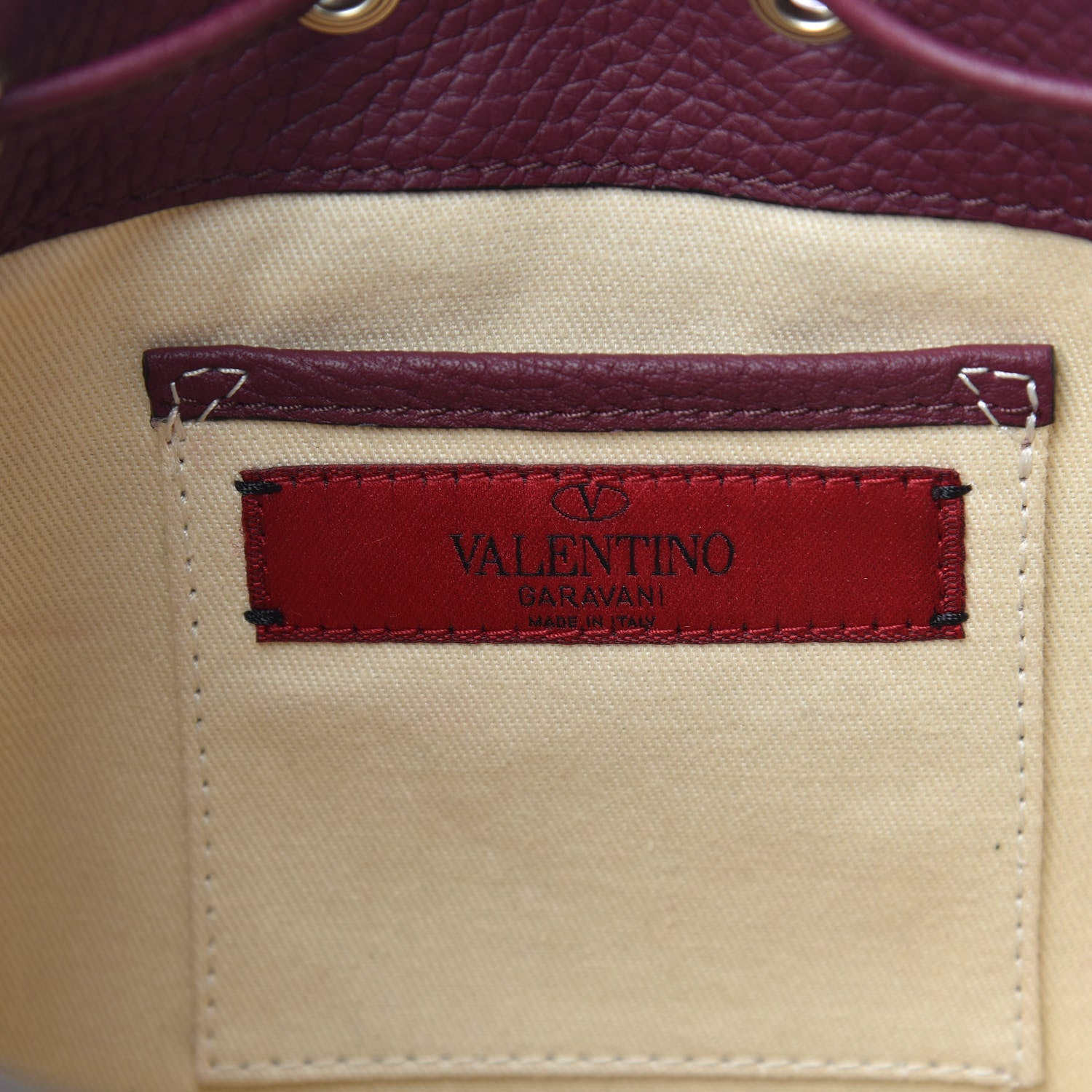 Valentino Garavani Alce Printed Calfskin Rockstud Bucket Bag Garnet 6 of 9
