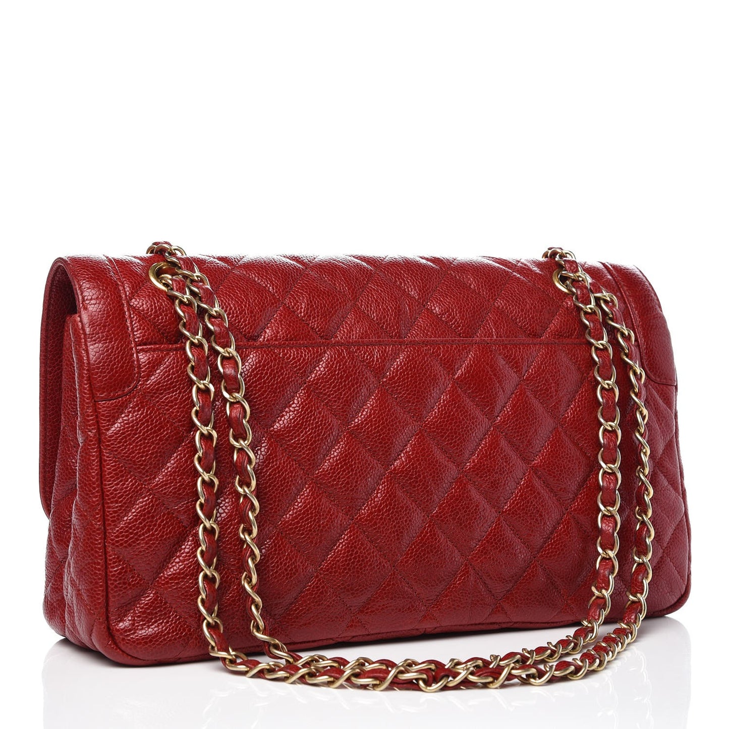 Crumpled Grained Calfskin Flap Red