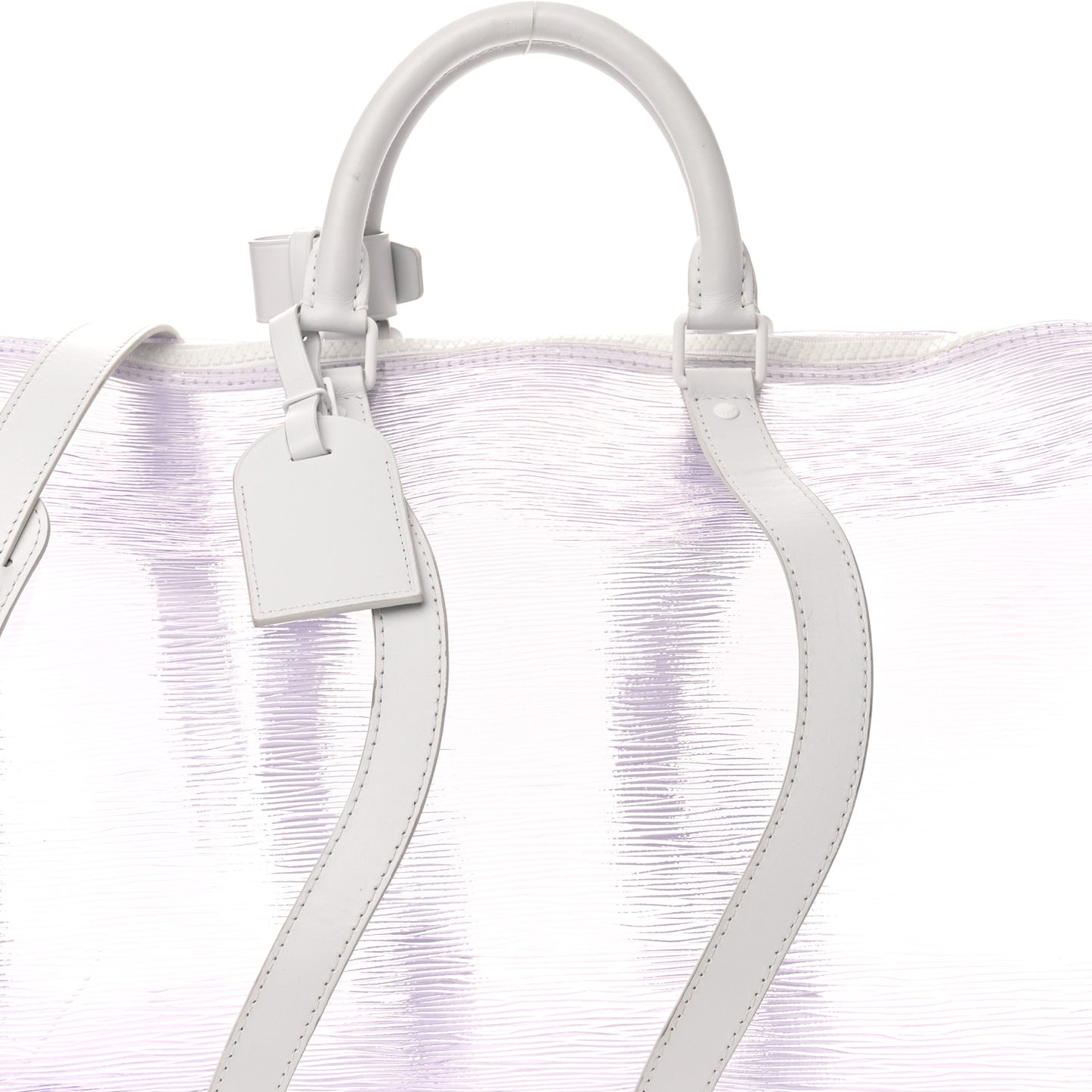 PVC Epi Embossed Wavy Keepall Bandouliere 50 White