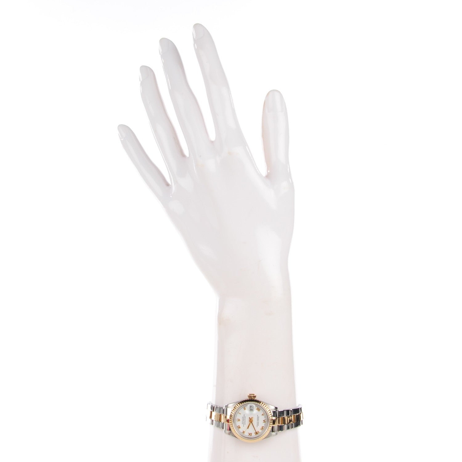 Rolex Stainless Steel 18K Yellow Gold 26mm Oyster Perpetual Datejust Watch White Roman 79173 4 of 11