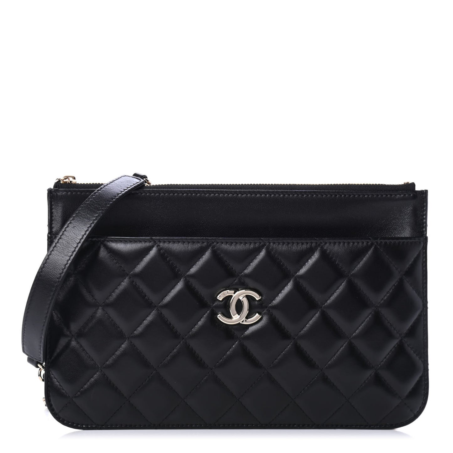 Lambskin Quilted Clutch With Chain Black