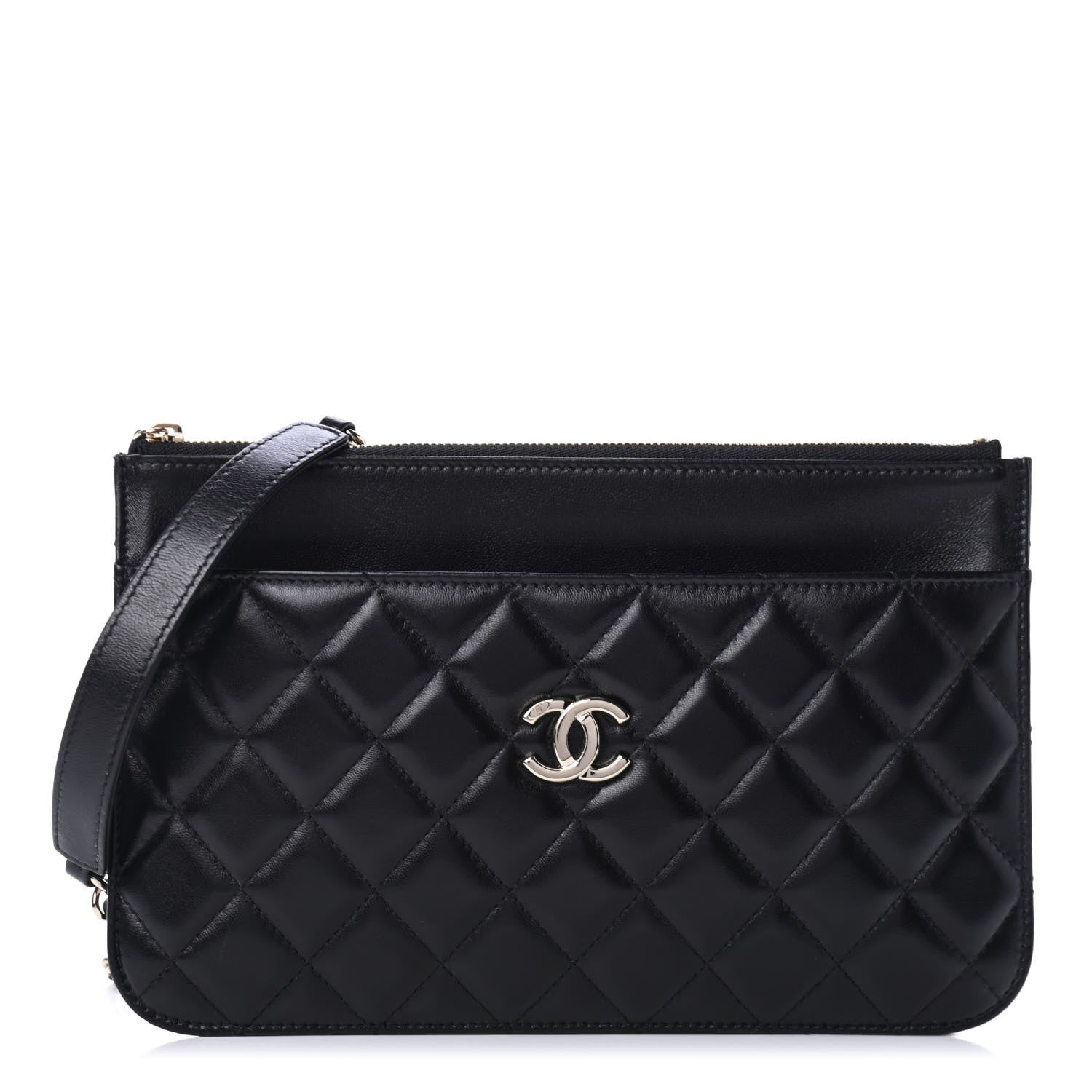 Chanel Lambskin Quilted Clutch With Chain Black 2 of 5