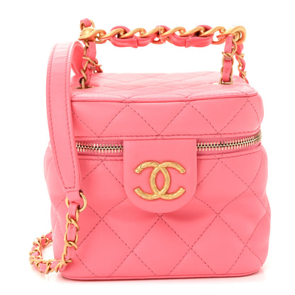 Chanel Calfskin Quilted Small Vanity Case With Chain Coral Pink 1 of 11