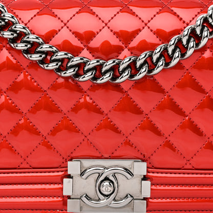 Chanel Metallic Patent Calfskin Quilted Medium Boy Flap Red 10 of 12