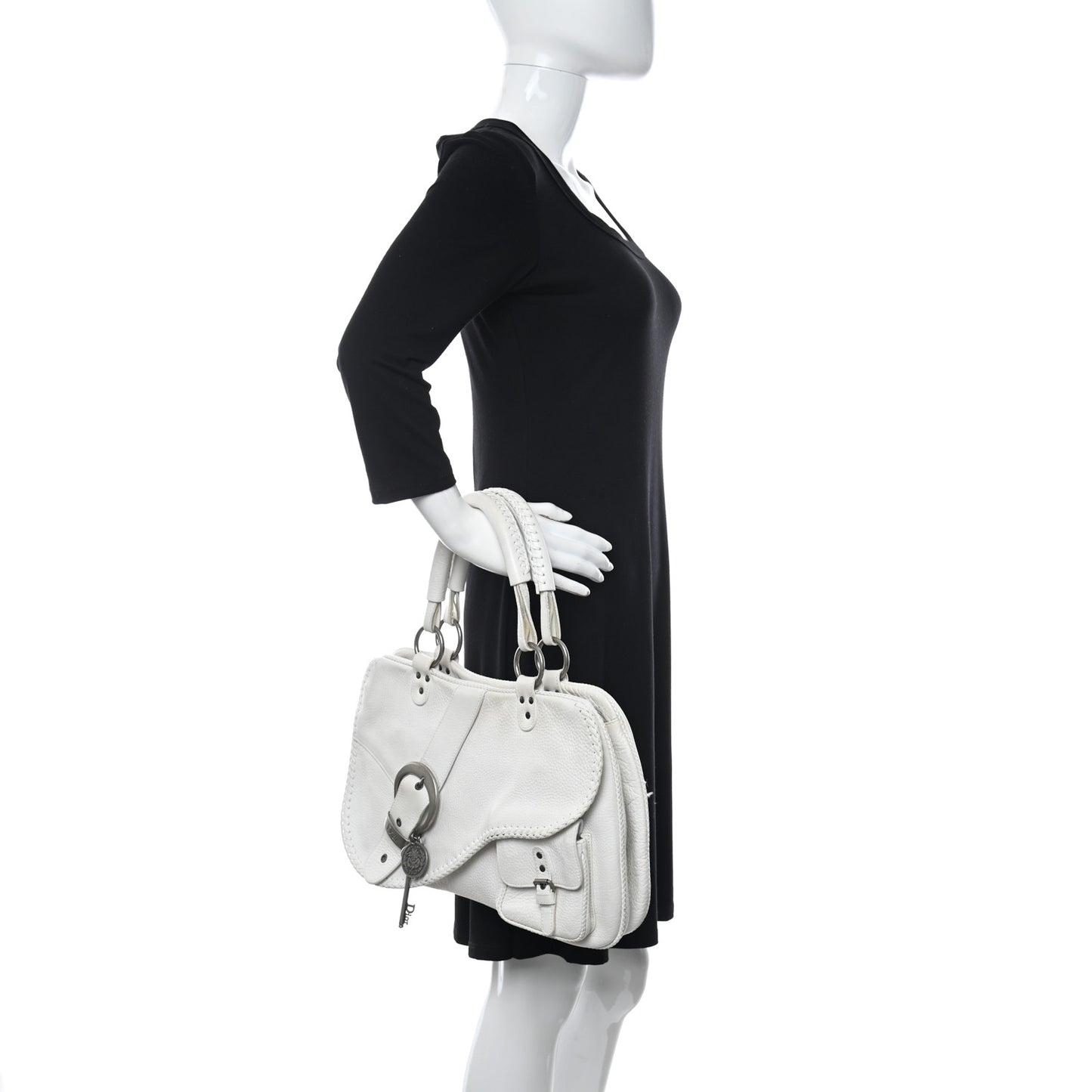 Calfskin Braided Gaucho Double Saddle Bag White