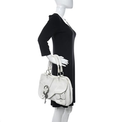 Christian Dior Calfskin Braided Gaucho Double Saddle Bag White 2 of 17