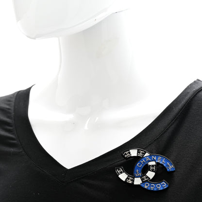 Chanel Resin Metal CC Brooch Blue Black 2 of 5
