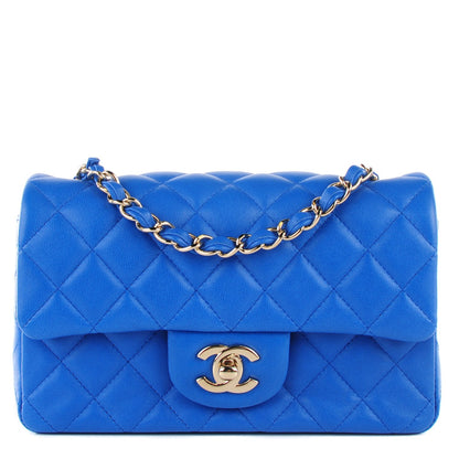 Chanel Lambskin Quilted Mini Rectangular Flap Blue 1 of 9
