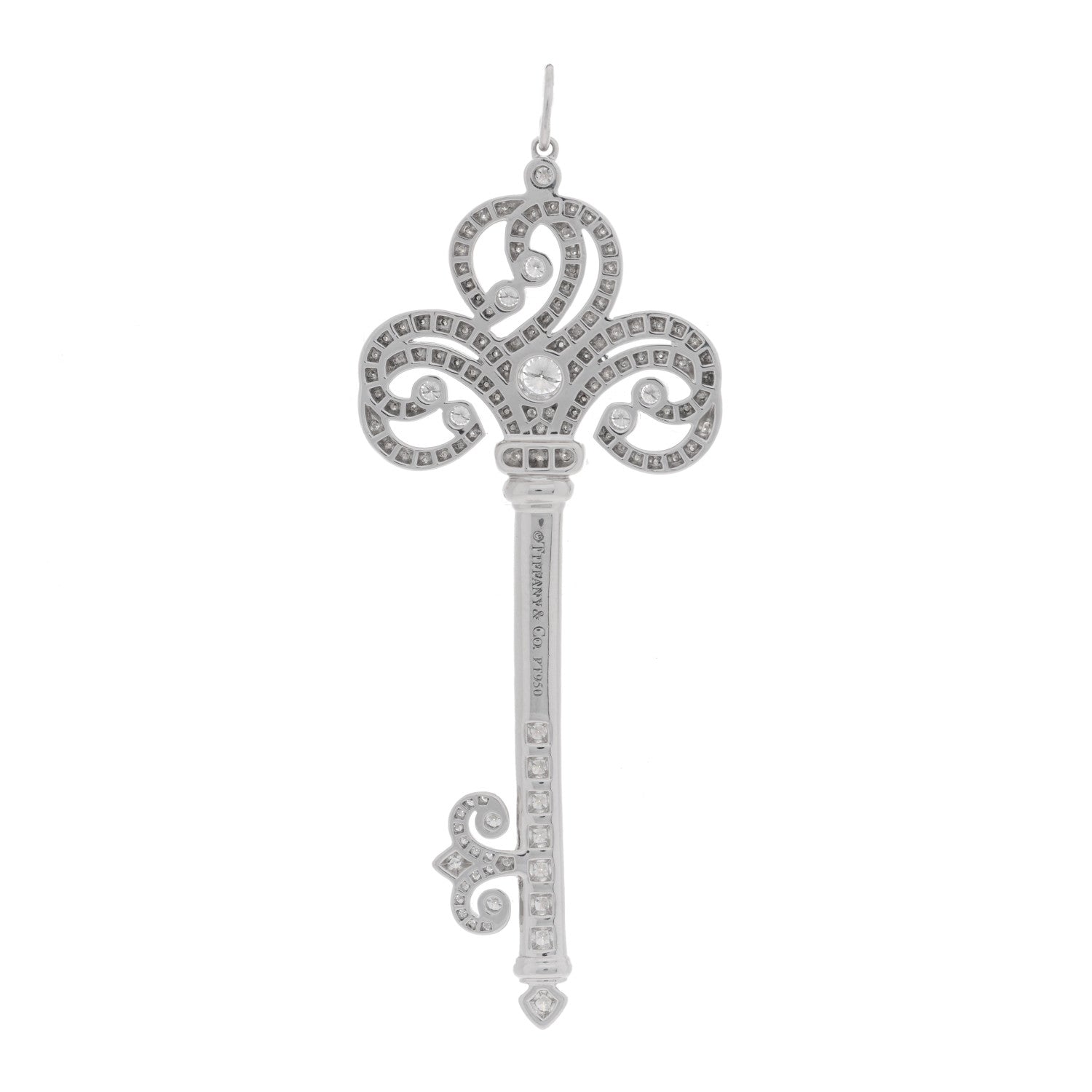 Tiffany Platinum Diamond Enchant Heart Key Pendant 2 of 4