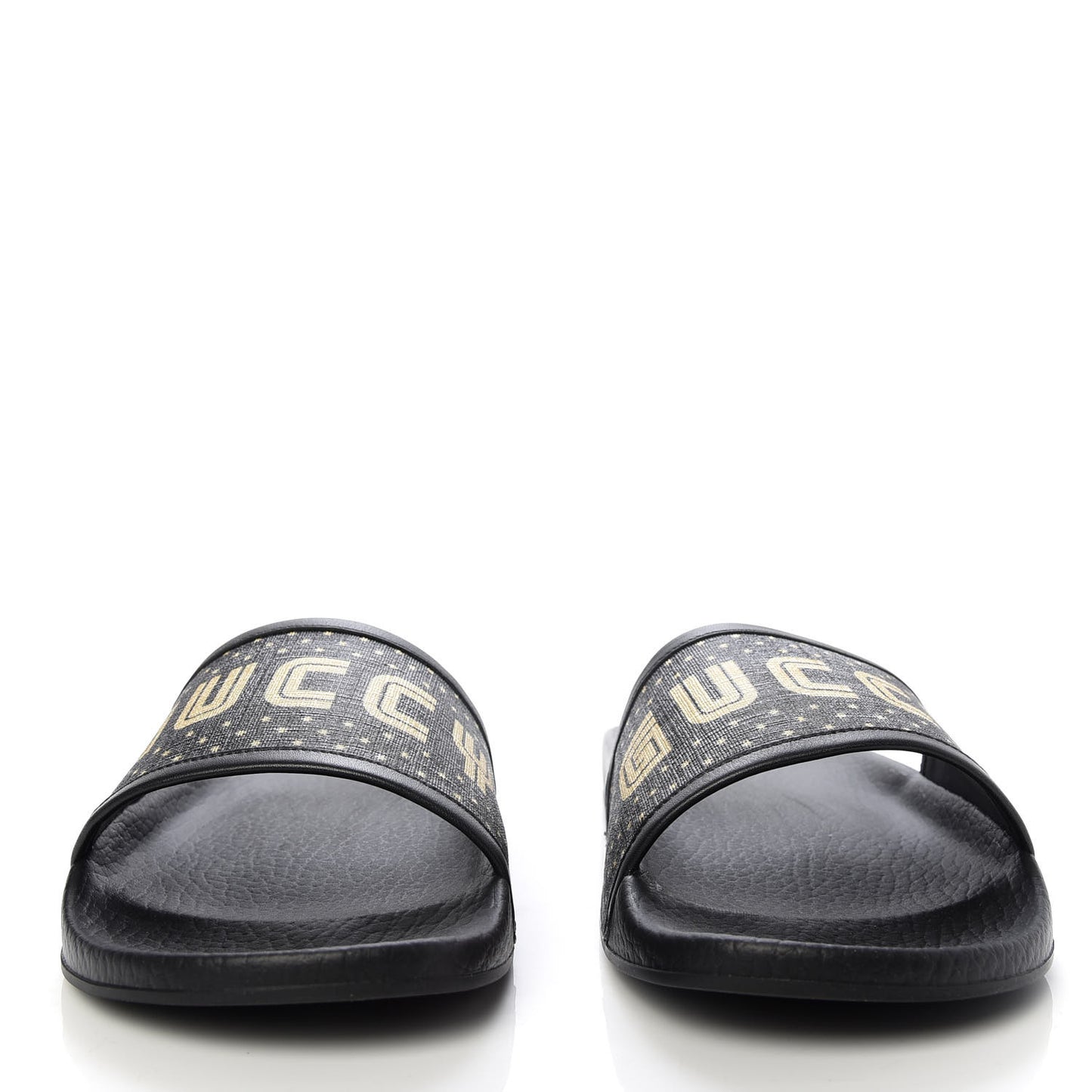 X SEGA Supreme Canvas GUCCY Stars Womens Slide Sandals 39 Black Gold