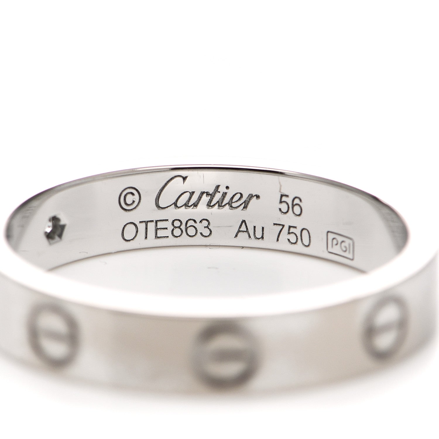 Cartier 18K White Gold Diamond 4mm LOVE Wedding Band Ring 56 7.5 4 of 6