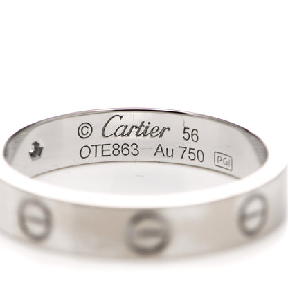 Cartier 18K White Gold Diamond 4mm LOVE Wedding Band Ring 56 7.5 4 of 6