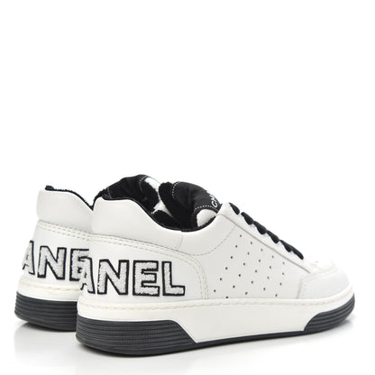 Chanel Calfskin Womens Logo Sneakers 36 Black White 4 of 9