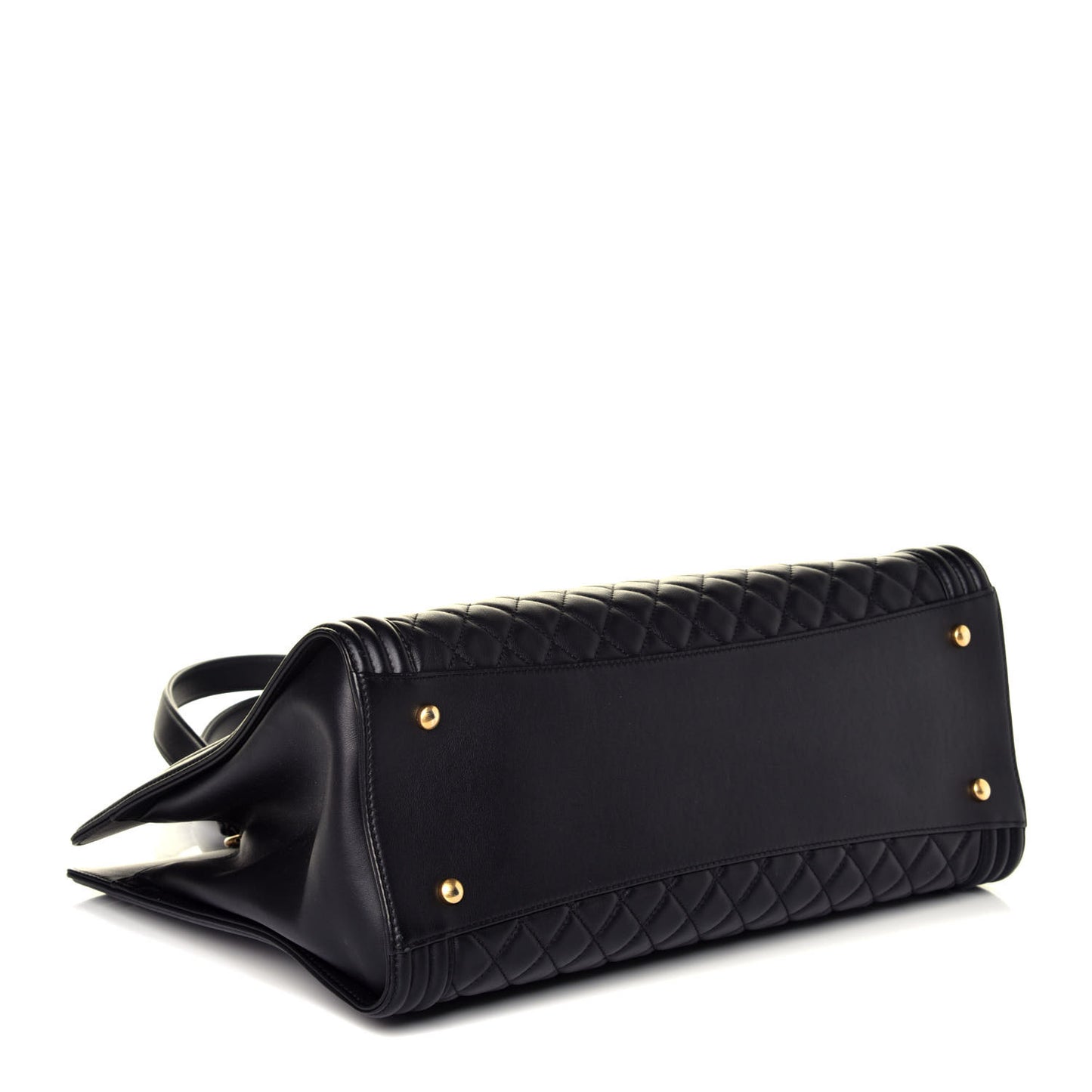 Calfskin Quilted Boy Shopping Tote Black