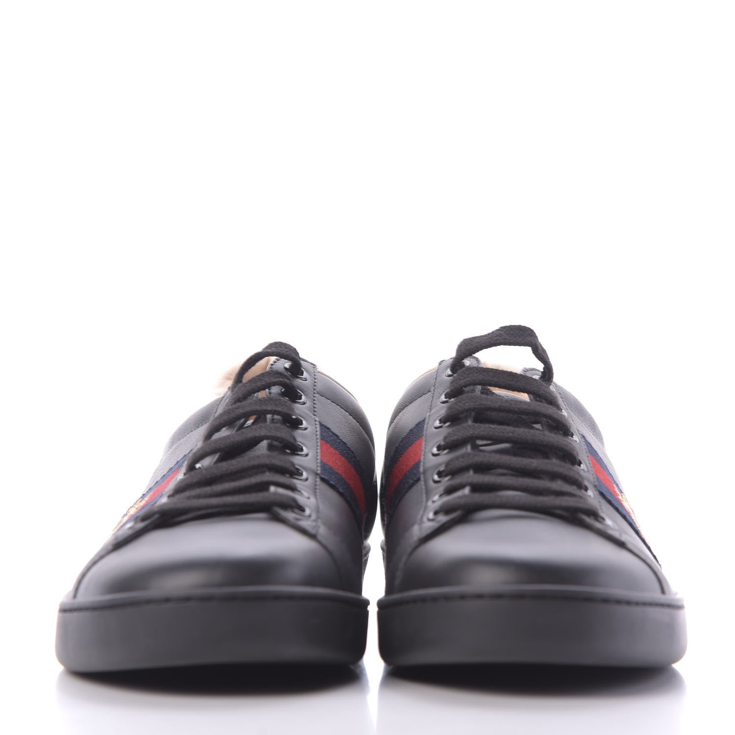 Gucci Calfskin Ayers Web Bee Embroidered Ace Sneakers 39.5 Black 2 of 10