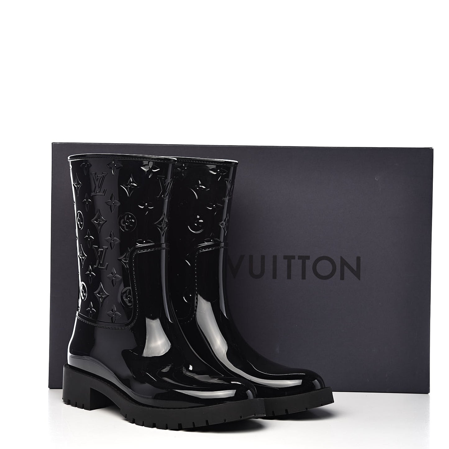 Rubber Embossed Monogram Drops Flat Half Boots 40 Black