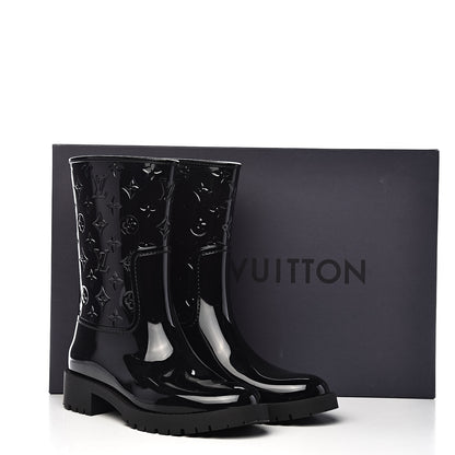 Louis Vuitton Rubber Embossed Monogram Drops Flat Half Boots 40 Black 9 of 9