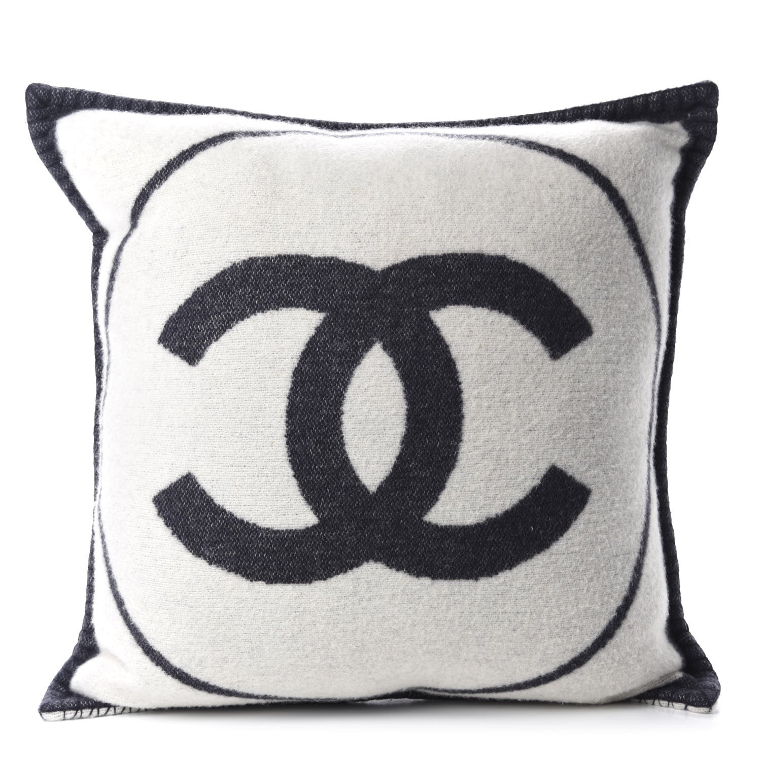 Chanel Merino Wool Cashmere CC Pillow Navy Blue 1 of 6