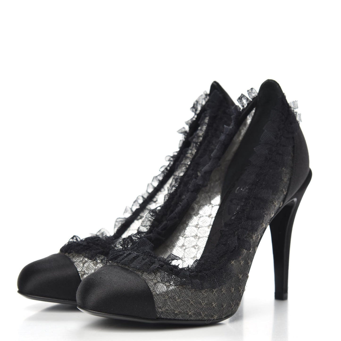 Mesh Satin CC Pumps 37 Black