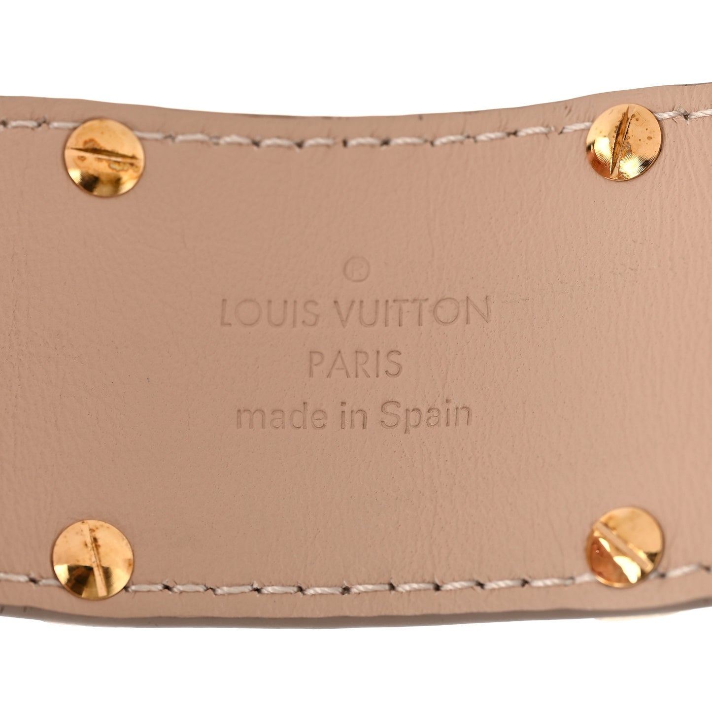 Calfskin So LV Cuff Bracelet 17 Beige