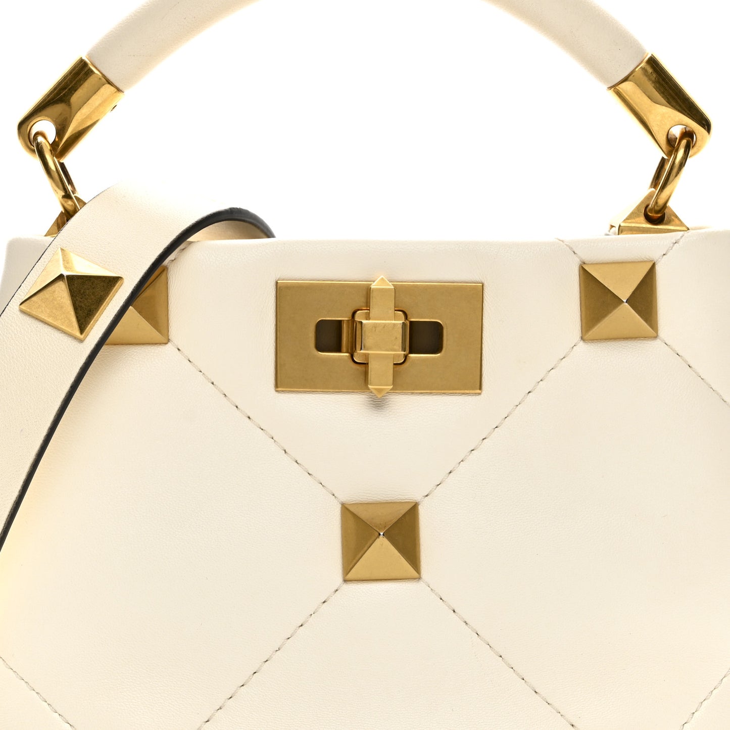 Nappa Mini Roman Stud The Handle Bag Ivory