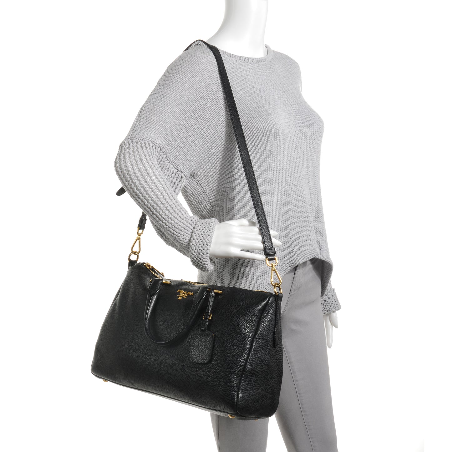 Vitello Daino Boston Bag Black