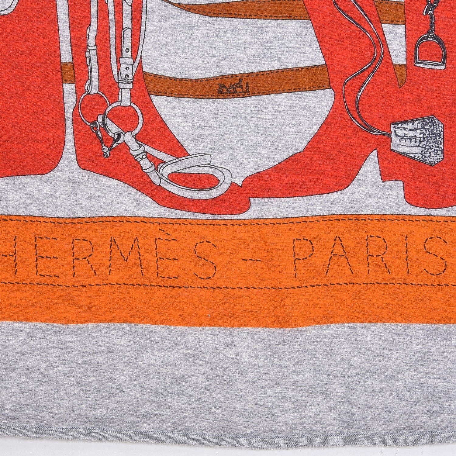 Hermes Cotton Monsieur Et Madame Shawl 140 Grey 3 of 7