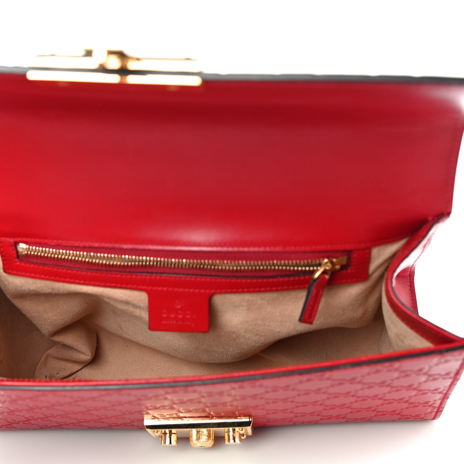 Gucci Guccissima Medium Padlock Shoulder Bag Hibiscus Red 5 of 17