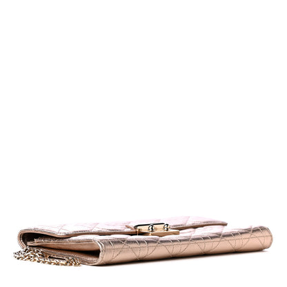 Christian Dior Metallic Lambskin Cannage Wristlet Clutch Gold 4 of 7