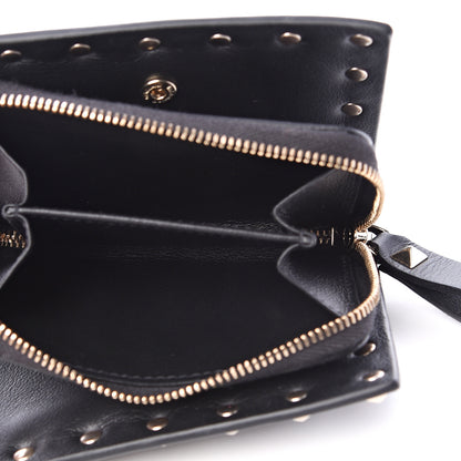 Valentino Garavani Calfskin Rockstud Compact Bi-Fold Wallet Black 5 of 9