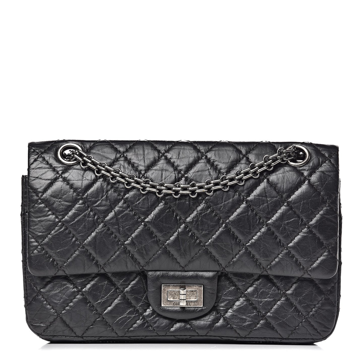 Aged Calfskin Quilted 2.55 Reissue 225 Flap Black